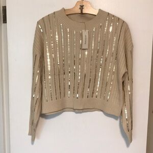 NEW Francesca’s Sequin Crop Sweater. Small
